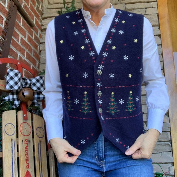 Karen Scott Vintage Christmas Vest size PS - Picture 1 of 8
